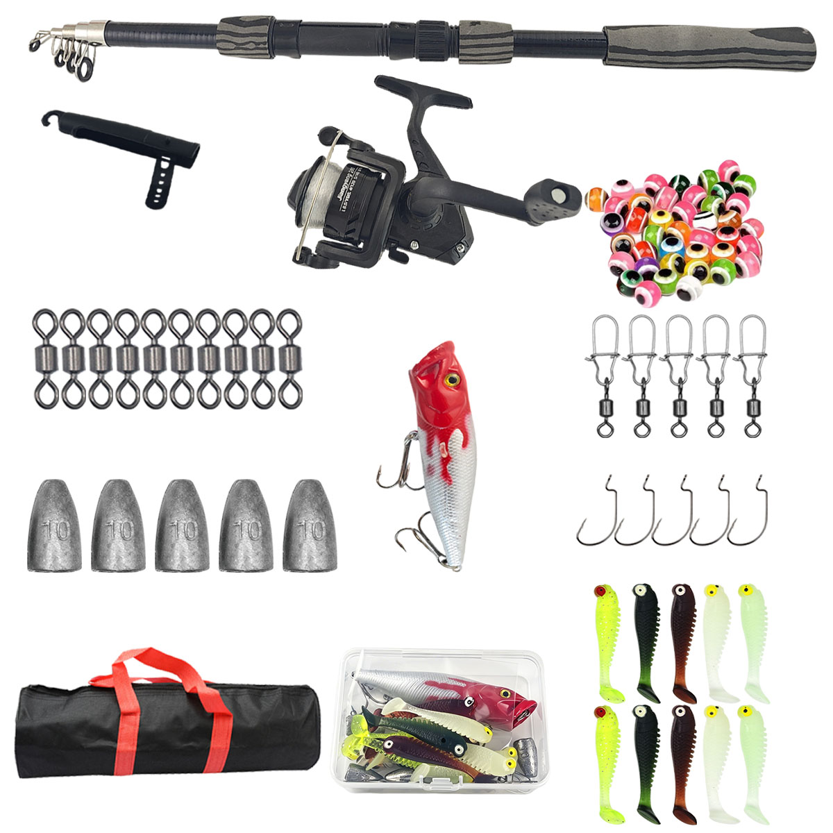 Fishing Lure Spinner - Kit Joran Pancing Teleskopik Portabel 1.8m